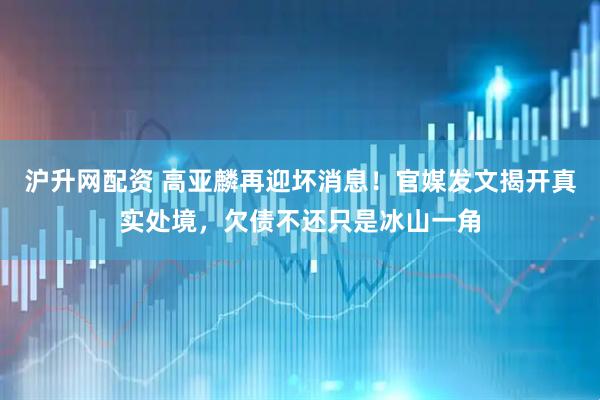 沪升网配资 高亚麟再迎坏消息！官媒发文揭开真实处境，欠债不还只是冰山一角