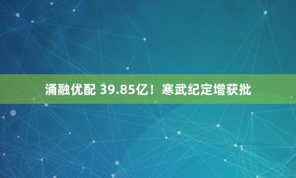 涌融优配 39.85亿！寒武纪定增获批
